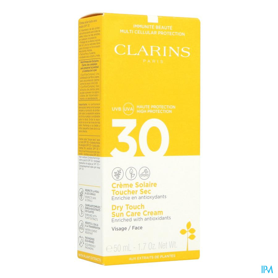 produit Clarins Creme Solaire Toucher Sec Vis Spf30 50ml