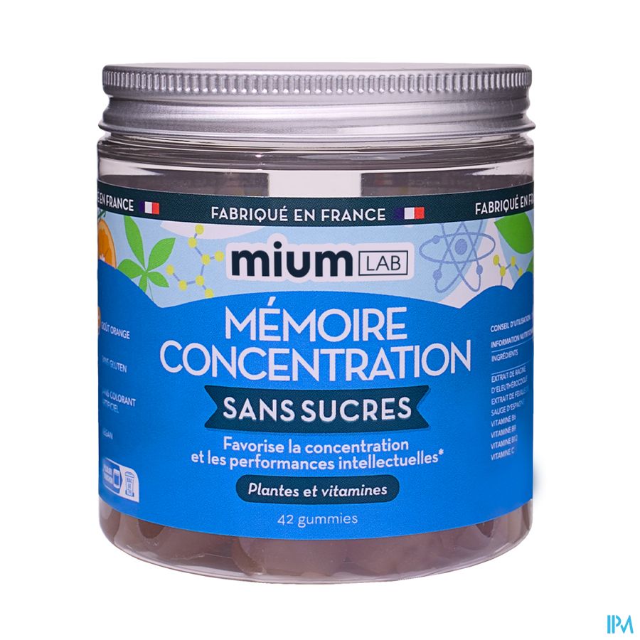 produit Mium Lab Memoire Concentration Sans Sucre Gummies 42