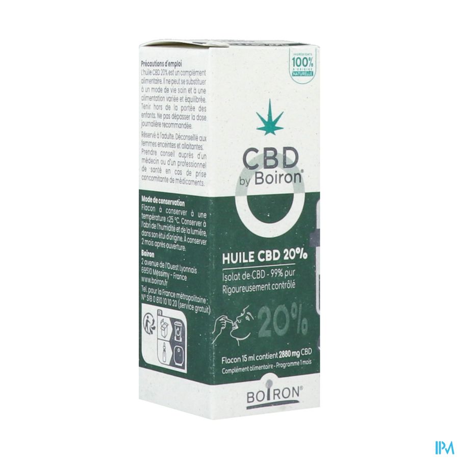 produit CBD BY BOIRON HUILE 20% 15ML
