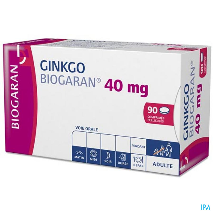 vignette GINKGO 40MG BIOGARAN CPR 90