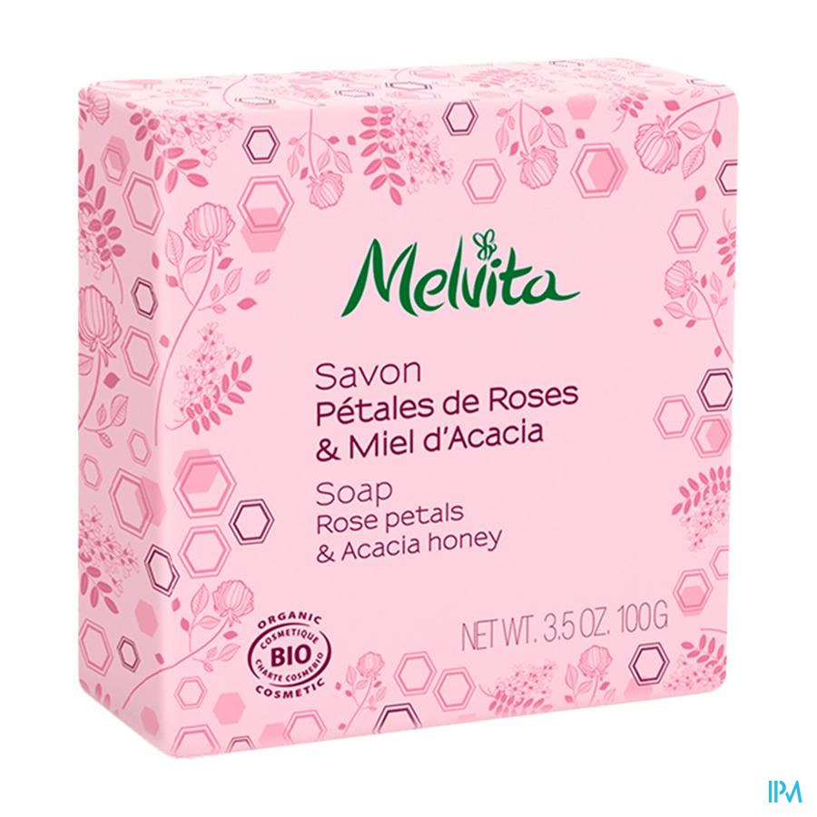 vignette Melvita Savon Bio Petales Rose Miel Acacia 100g