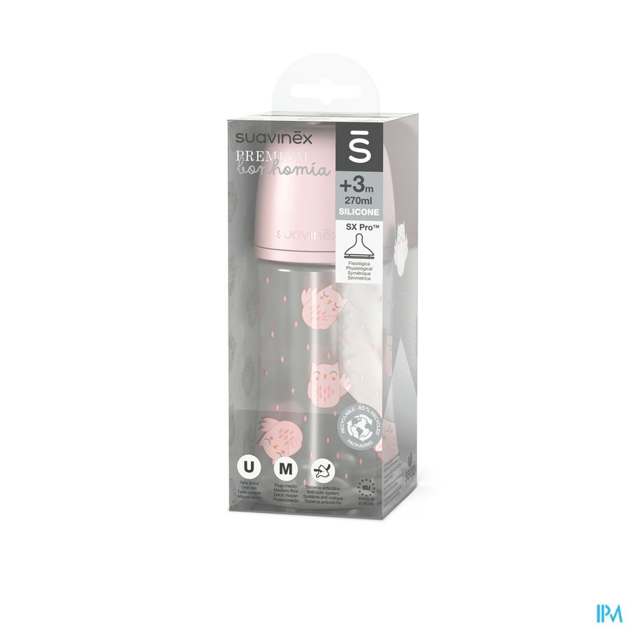 vignette Suavinex Biberon Tetine Sx Pro M Bonhomia Rose +3m 270ml
