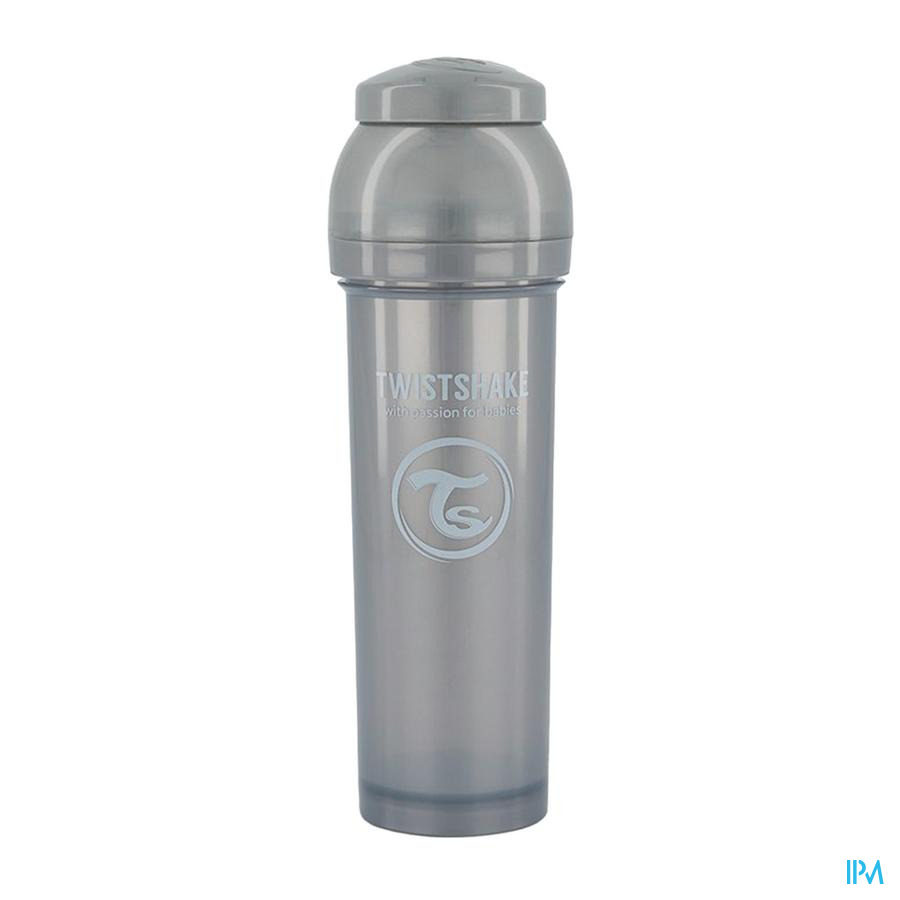 vignette Twistshake Biberon Anticolique Gris Nacre 330ml + Boite Doseur Lait