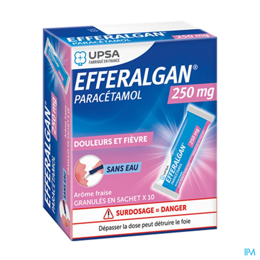 vignette EFFERALGANSTIX FRAISE 250MG SACH10