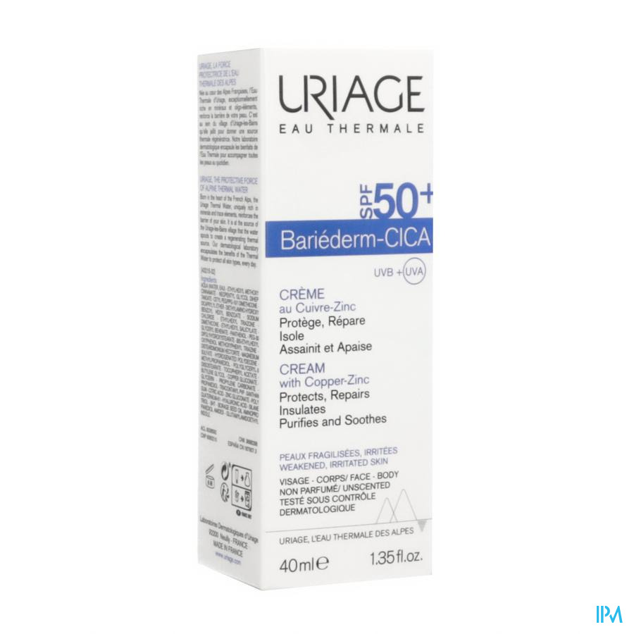 produit Uriage Bariederm Cica Creme Ip50+ 40ml