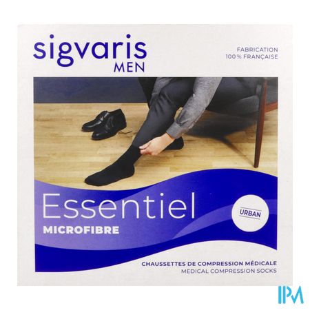 vignette Sigvaris2 Essentiel Microfibre Chaussette Homme Noire Long Xlarge