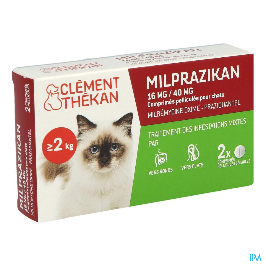 vignette Clement Thekan Milprazikan 16mg/40mg Chat Comprime 2