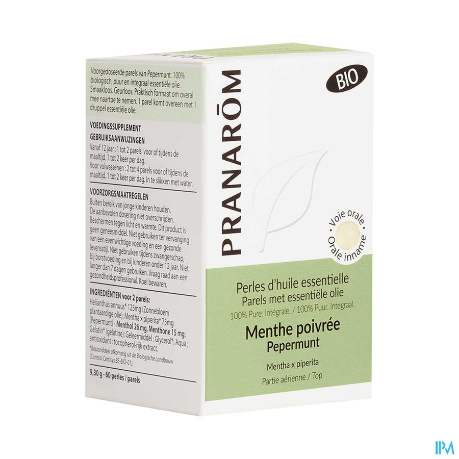 produit PRANAROM MENTHE POIVREE BIO 60 PERL 100MG