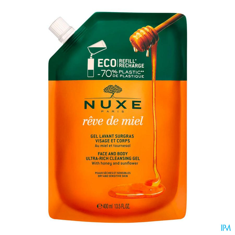 produit Nuxe Reve De Miel Eco Recharge Gel Lavant Surgras 400ml