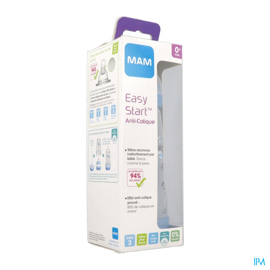 vignette Mam Biberon Easy Start Anticolique Garcon Tetine Debit 3 320ml