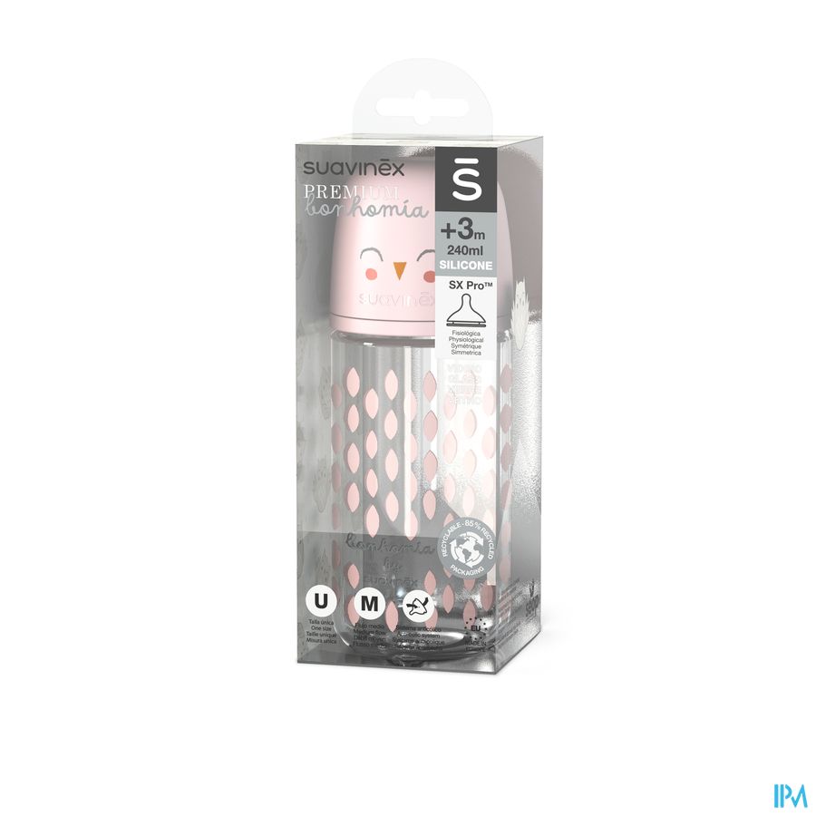 vignette Suavinex Biberon Verre Tetine Sx Pro S Bonhomia Rose 240ml