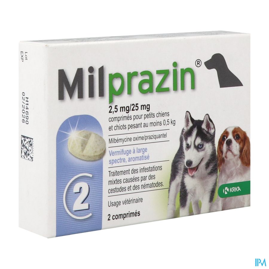 produit MILPRAZIN 2,5MG/25MG CPR BT2