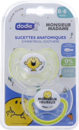 vignette Dodie Sucette Anatomique Silicone M Heureux A99 0/6mois X2