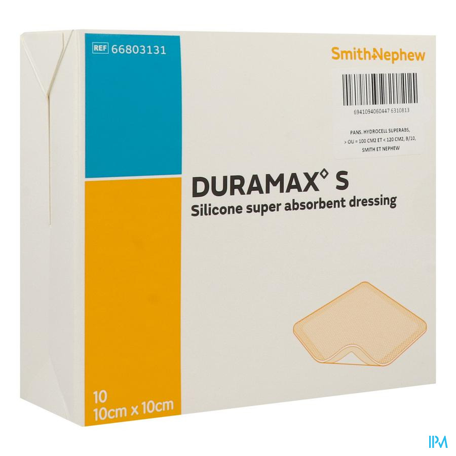 vignette Duramax S Pansement Hydrocellulaire Silicone Superabsorbant 10cm X 10cm 10
