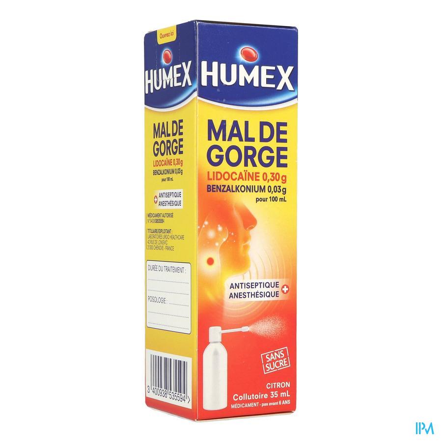 vignette HUMEX MAL DE GORGE COLLUTOIRE 35ML