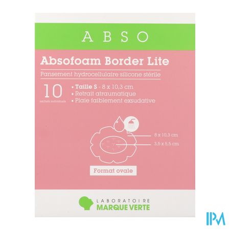 vignette Marque Verte Absofoam Border Lite Ovale Pansement Hydrocellulaire 8cm X 10cm3 10