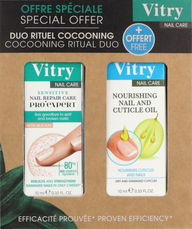 produit Vitry Pro Expert Soin Ongles Reparateur Sensitive 10ml + Huile Ongles Cuticule 10ml Offert