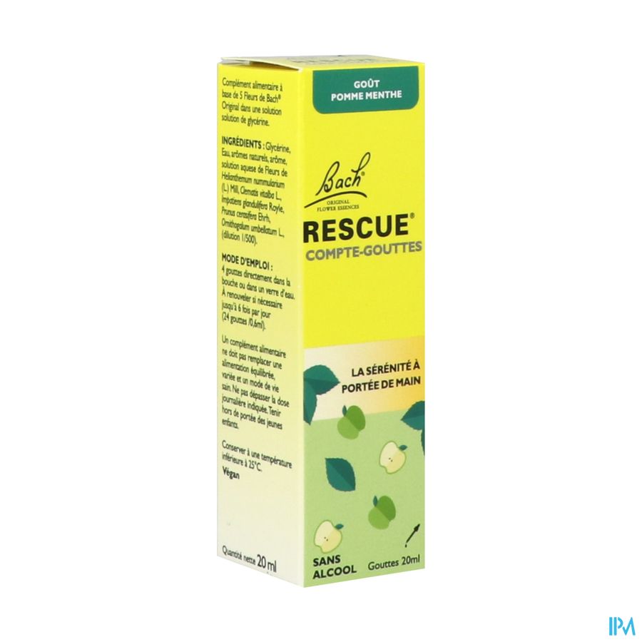 produit Rescue Bach Compte Gouttes Gout Pomme Menthe 20ml