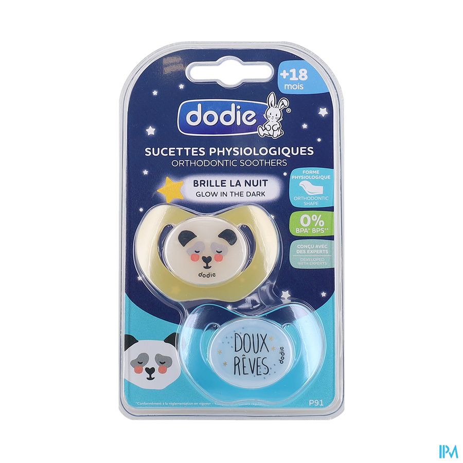 vignette Dodie Sucette Physio Silicone +18m Nuit Mixte P91 X2