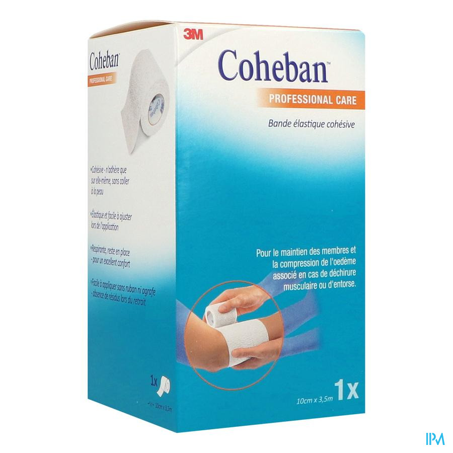 vignette 3m Coheban Bande Cohesive Blanche 10cm X 3m5
