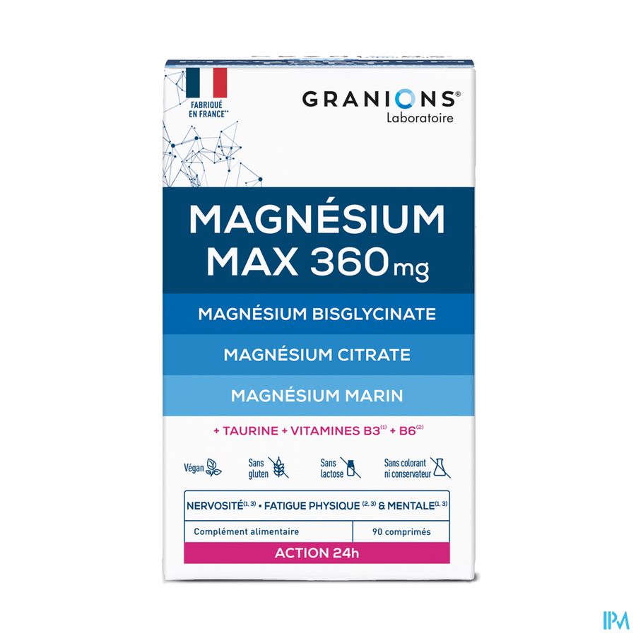 produit GRANIONS MAGNESIUM MAX 360MG CPR90