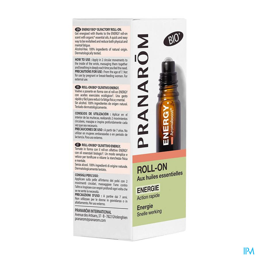 vignette PRANAROM AROMABOOST ROLLER ENERGY BIO 5ML