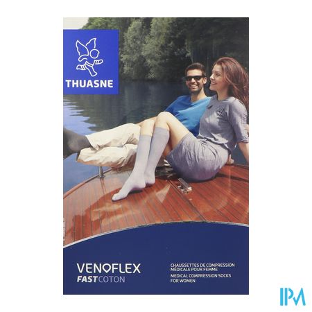 vignette Thuasne Venoflex2 Fast Femme Chaussette Irlandais Noir Long T2