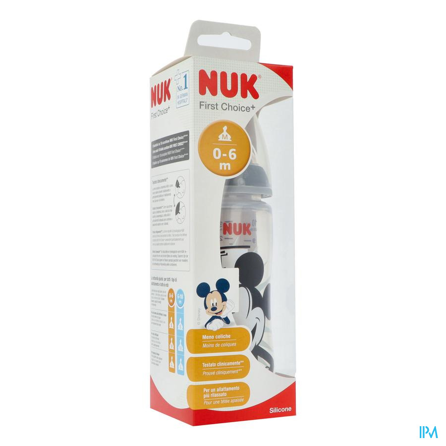 vignette Nuk Biberon First Choise+ Fc+ 300ml Silicone 0/6m M Mickey / Jusqu A Ecoulement Des Stocks