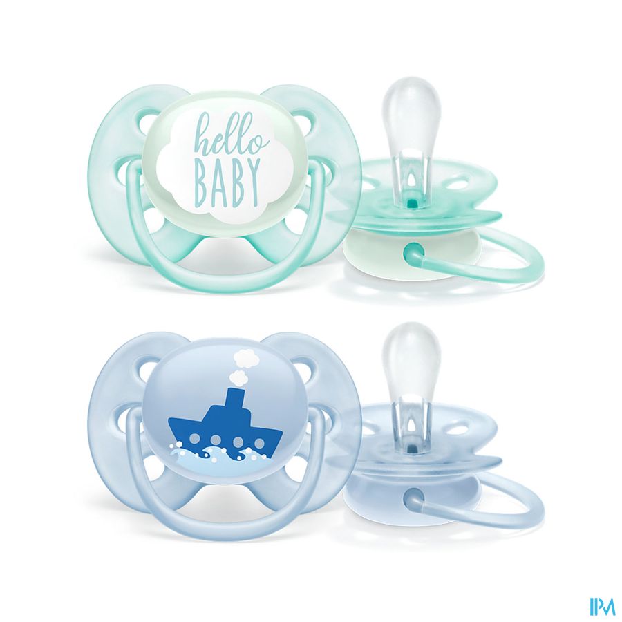 produit Avent Sucette Ultra Douce Boy 0/6mois Scf222/01 X2