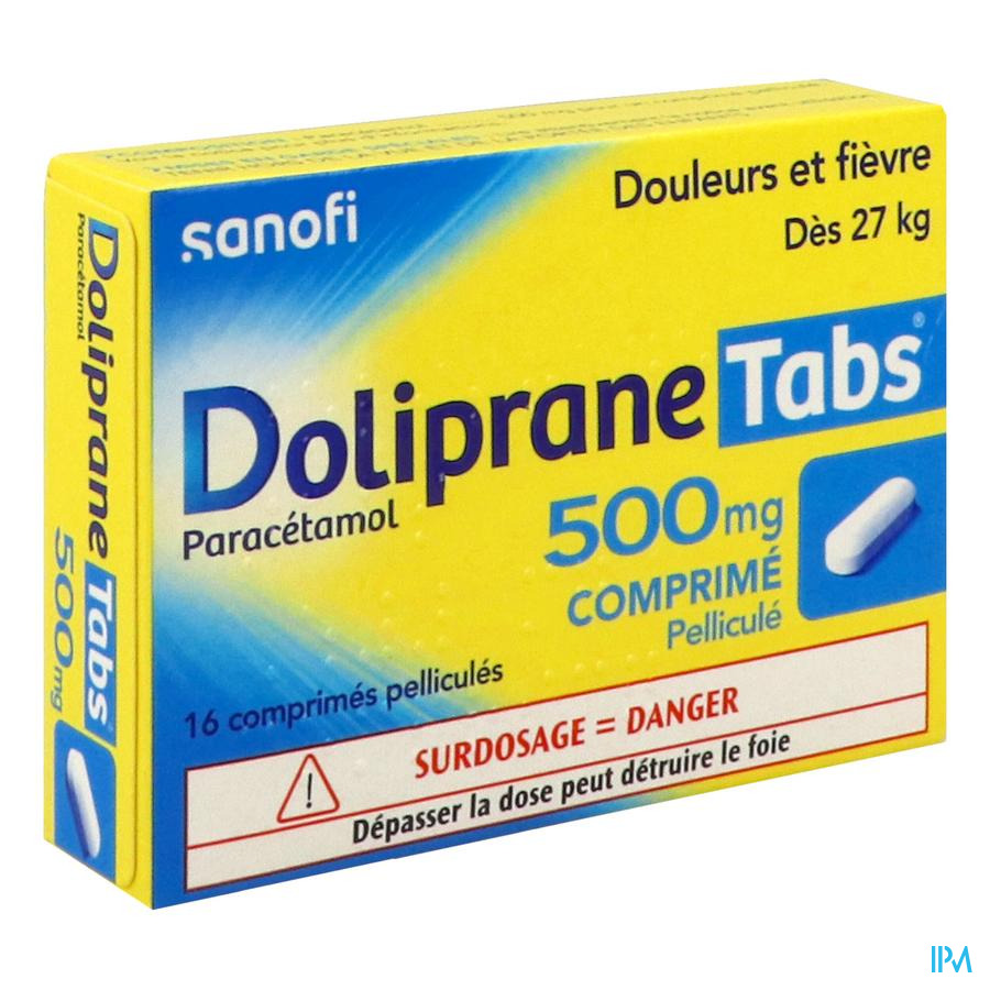 vignette DOLIPRANETABS 500MG CPR 16