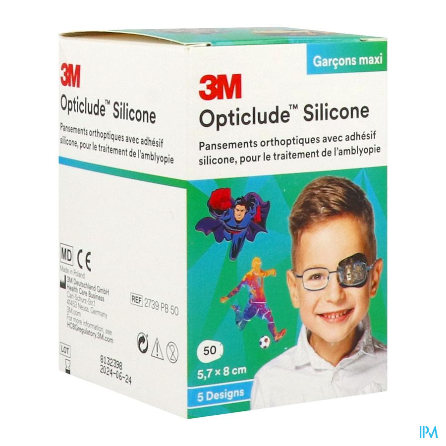 vignette 3m Opticlude Design Pansement Orthoptique Boy Maxi 5cm7 X 8cm 50