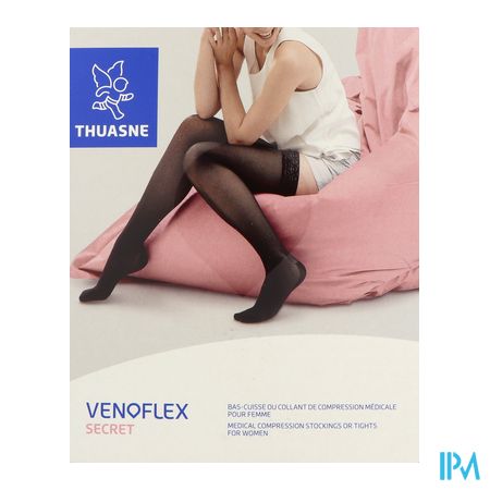 vignette Thuasne Venoflex2 Secret Bas Cuisse Autofixant Beige Dore Normal T3