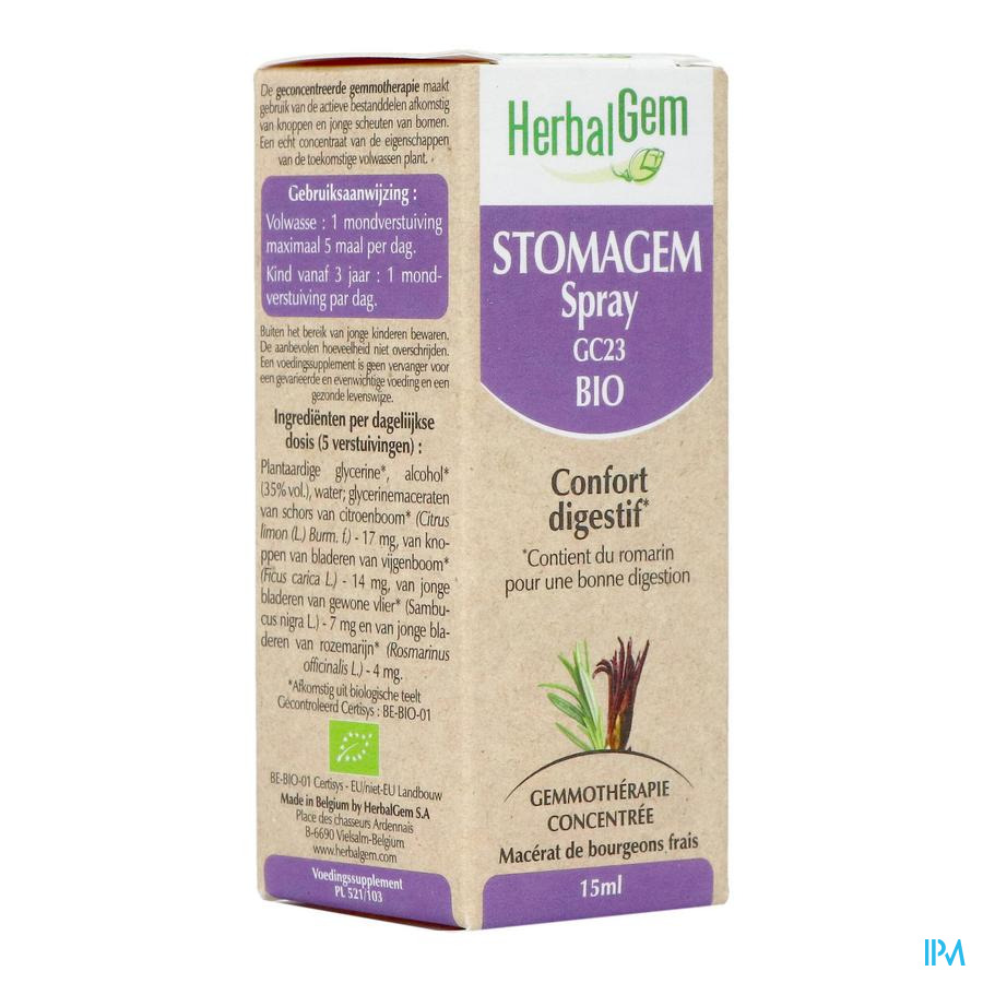 vignette Herbalgem Stomagem Gc23 Confort Digestif Bio Spray 15ml