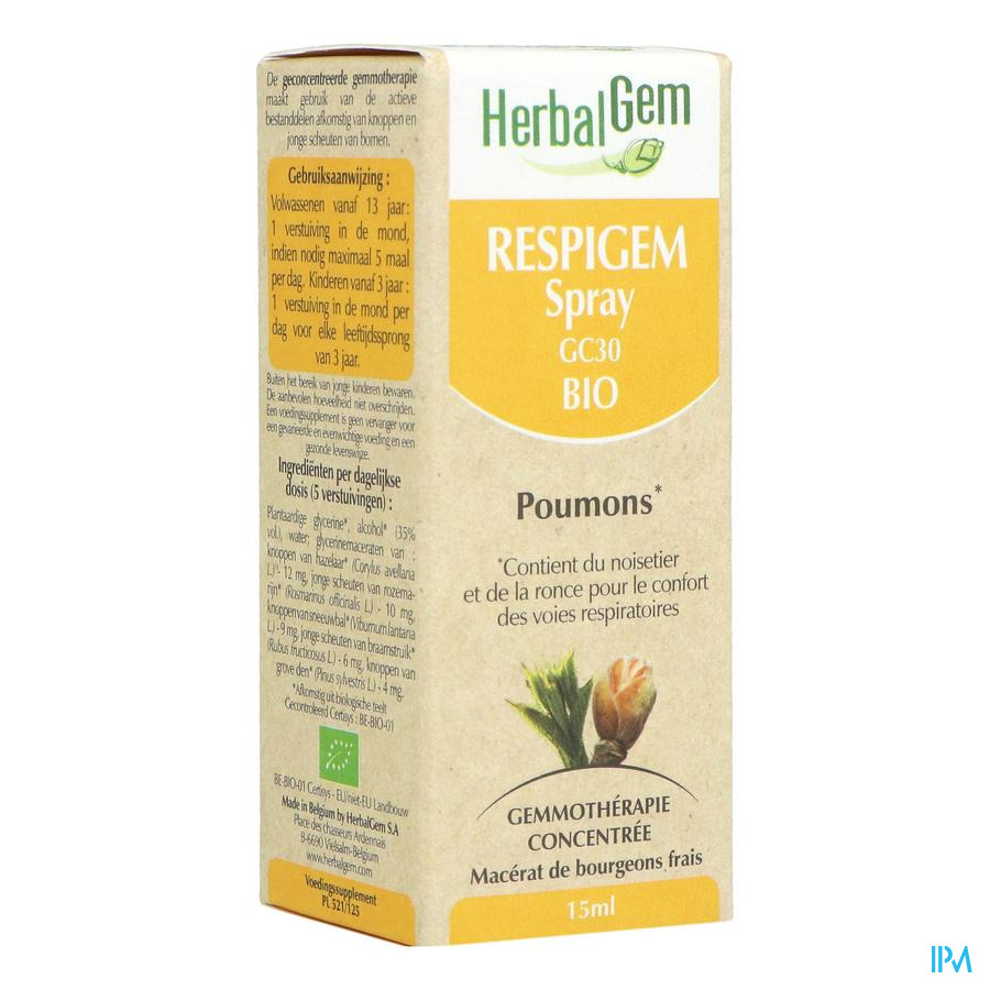 produit HERBALGEM RESPIGEM SPRAY GC30 BIO 15ML