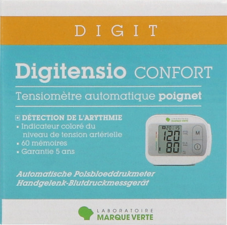 vignette Marque Verte Digitensio Confort Tensiometre Poignet Avec Detection Arythmie