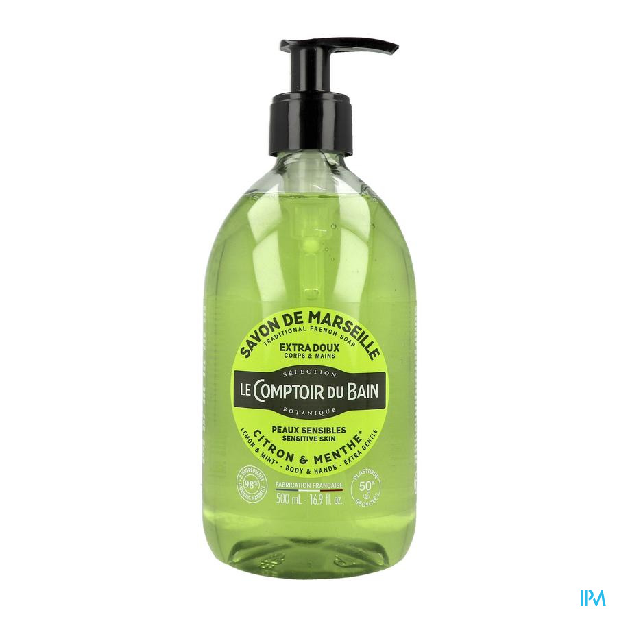 vignette Le Comptoir Du Bain Savon Liquide De Marseille Citron Menthe 500ml