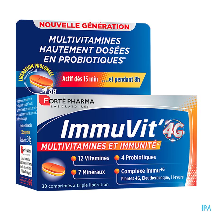 vignette Forte Pharma Immuvit' 4g Comprime Tricouche 30
