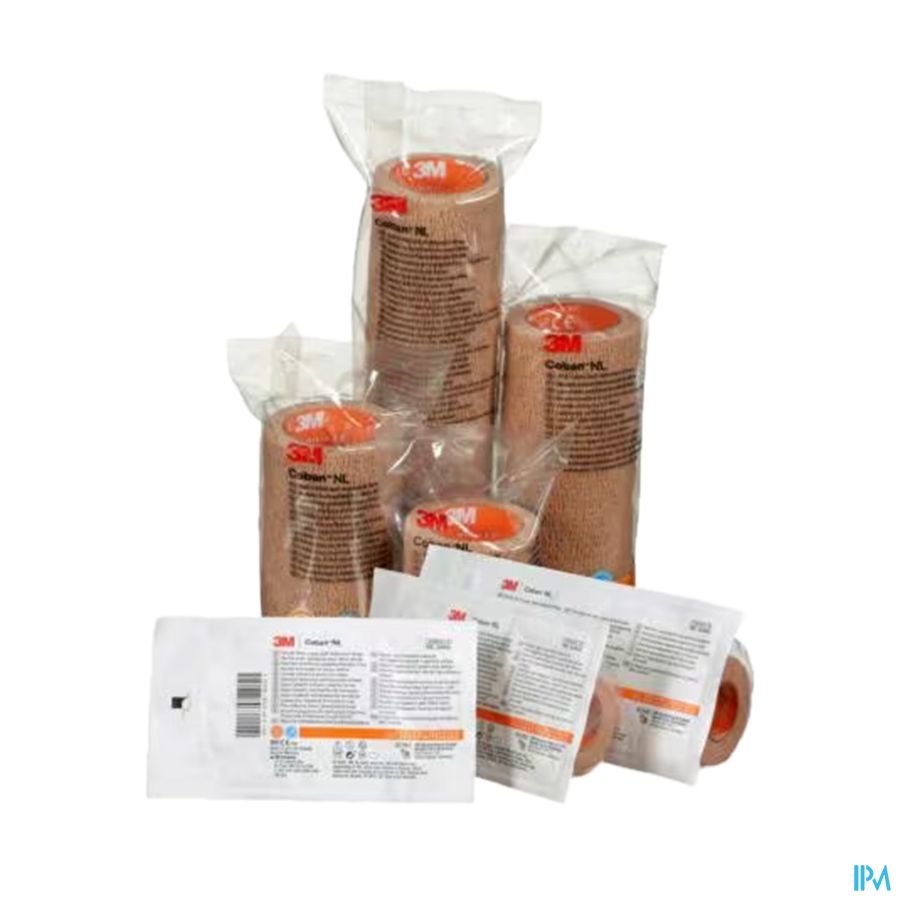 vignette 3m Coban Bande De Maintien Cohesive Sans Latex Coloris Orange Fluo 7cm5 X 2m3 Boite De 24