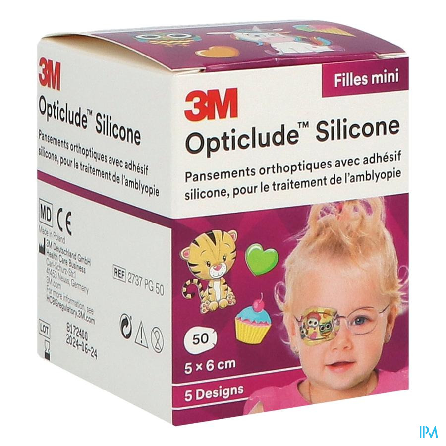 vignette 3m Opticlude Design Pansement Orthoptique Girl Mini 5cm X 6cm 50
