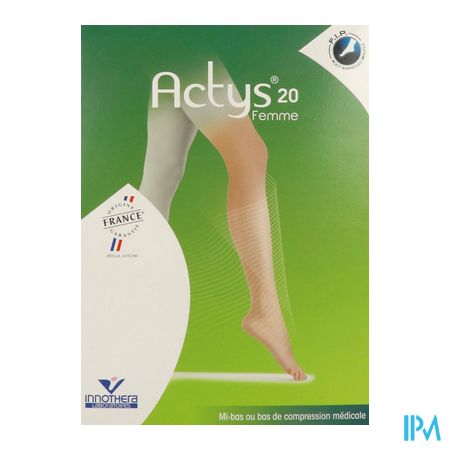 vignette Innothera Actys20 2 Mi Bas Femme Beige Rose Court T1