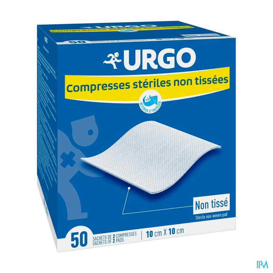 vignette Urgo Compresse Sterile Non Tissee 10cm X 10cm Sachet 2 50
