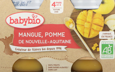 vignette BABYBIO PF POMME MANGUE 2X130G