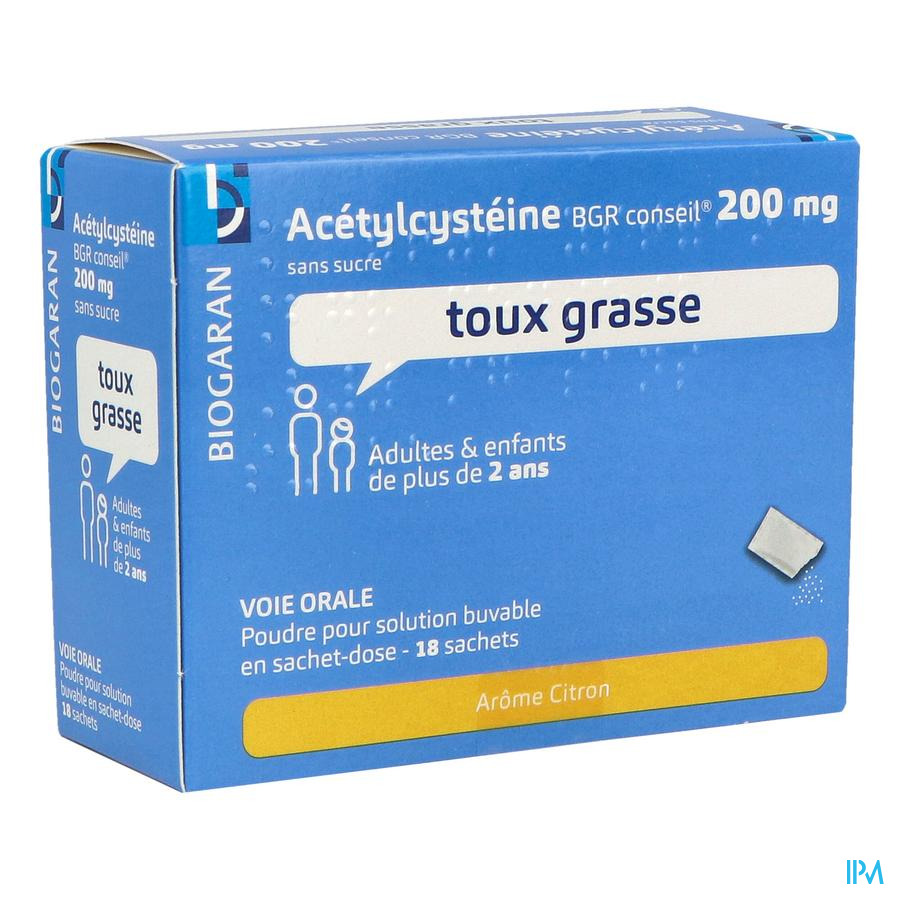 vignette ACETYLCYSTEINE 200MG BGR C SACH18