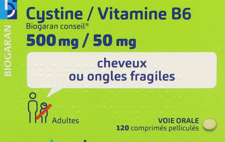 vignette CYSTINE B6 500/50MG BIOG C CPR 120