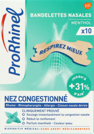 produit PRORHINEL BANDELETTES MENTHOL X10