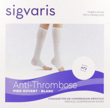 vignette Sigvaris2 At2 Chaussette Pied Ouvert Blanc Normal T4