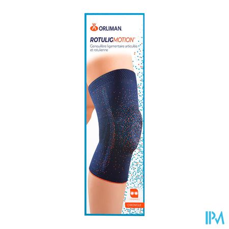 vignette Orliman Genouillere Rotulig Motion Bleu Fonce Orange T1
