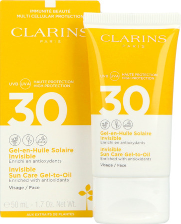 produit Clarins Gel Huile Solaire Invisible Visage Spf30 50ml