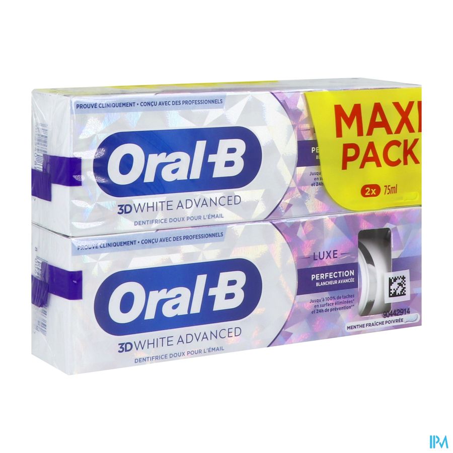 vignette ORAL B 3D WHITE ADVAN LUXE PERFECT 2X75ML