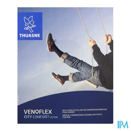 vignette Venoflex3 City Homme Coton Bas Cuisse Autofixant Noir Normal T1